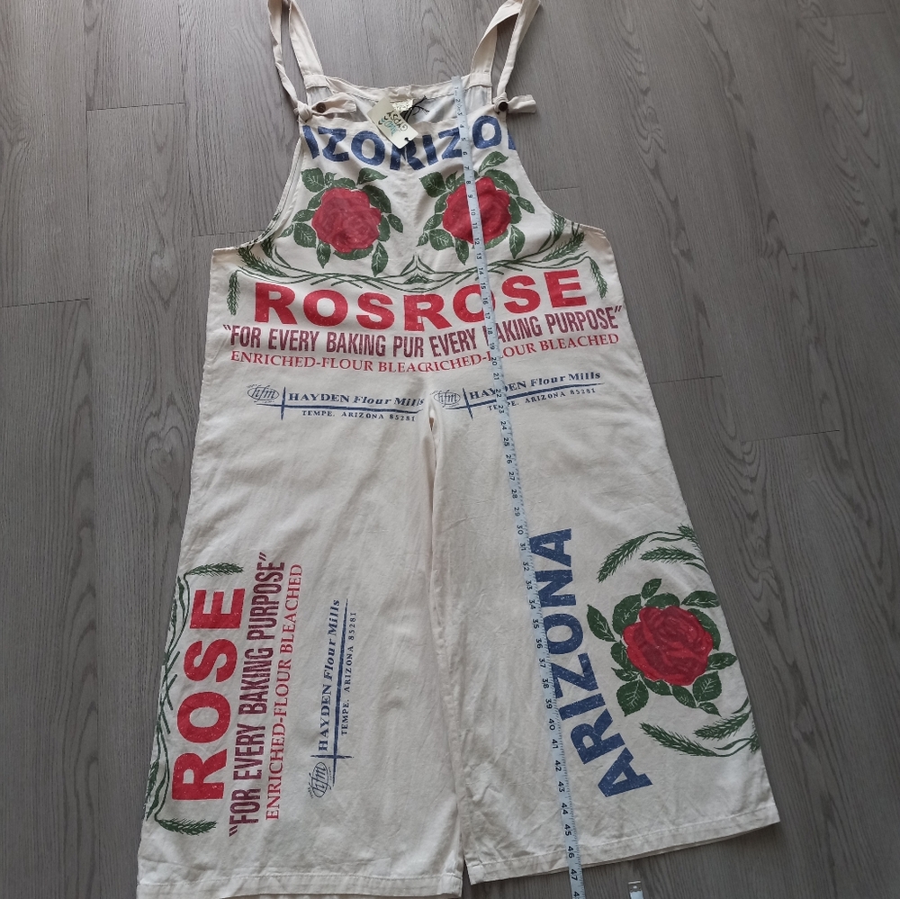 Jaded Gypsy Roses Flour Sack Market Fresh Overalls Cotton L/XL - Picture 12 of 16